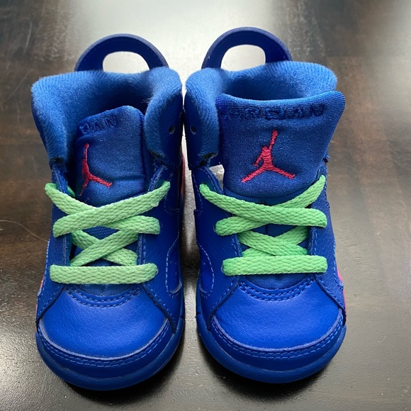 Jordan 6 Retro BT Game Royal White Vivid Pink Green Toddler Shoes 384667 439 - Picture 2 of 16